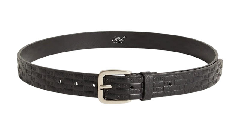 Kith Monogram Tumbled Leather Belt Black