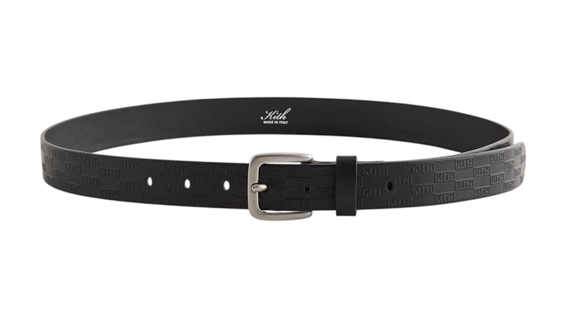 小物 KITH Monogram Suede Leather Belt BLACK L Kith Monogram Suede Leather Belt - Black
