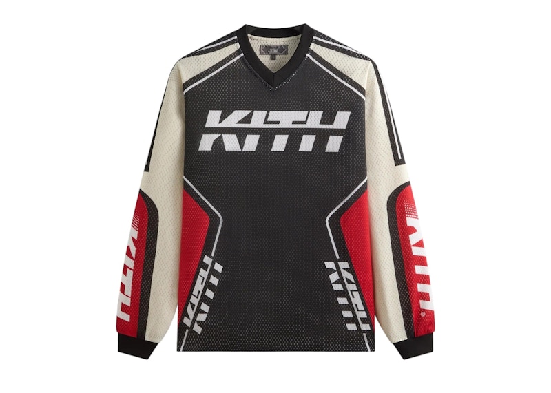 【4GE】Mesh moto long sleeve tee Kith Moto Mesh Long Sleeve Donovan Tee Black Men's - FW25 - US