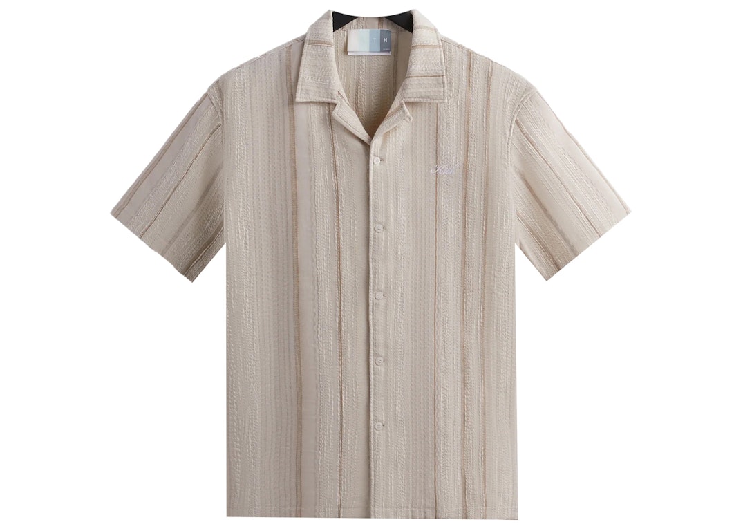 Pre-owned Kith Multi Stitch Thompson Camp Collar Shirt Sandrift