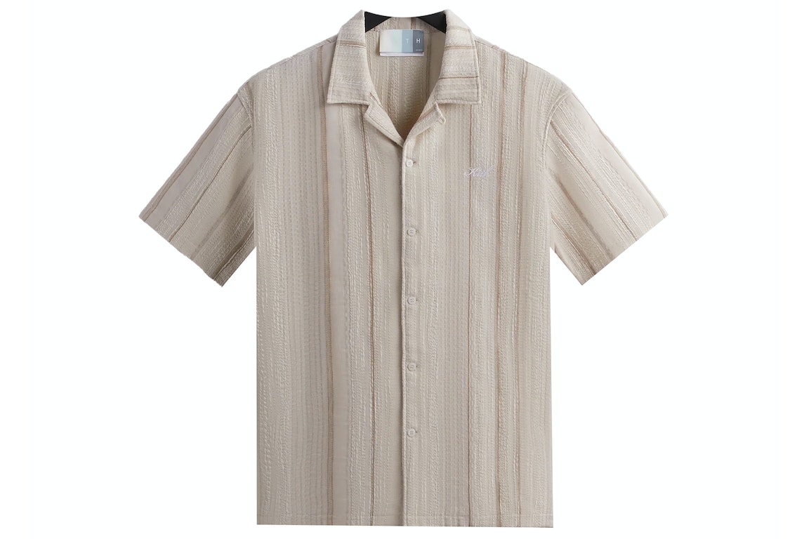 Pre-owned Kith Multi Stitch Thompson Camp Collar Shirt Sandrift