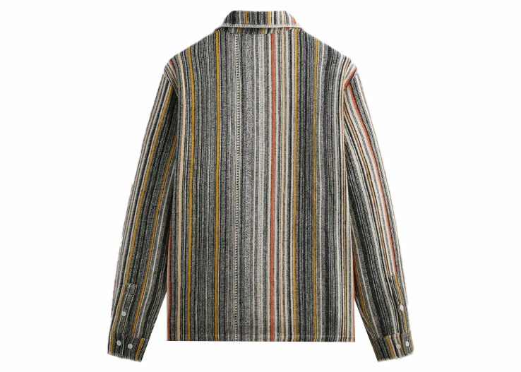 Kith Multi Stripe L/S Boxy Collared Overshirt Sandrift