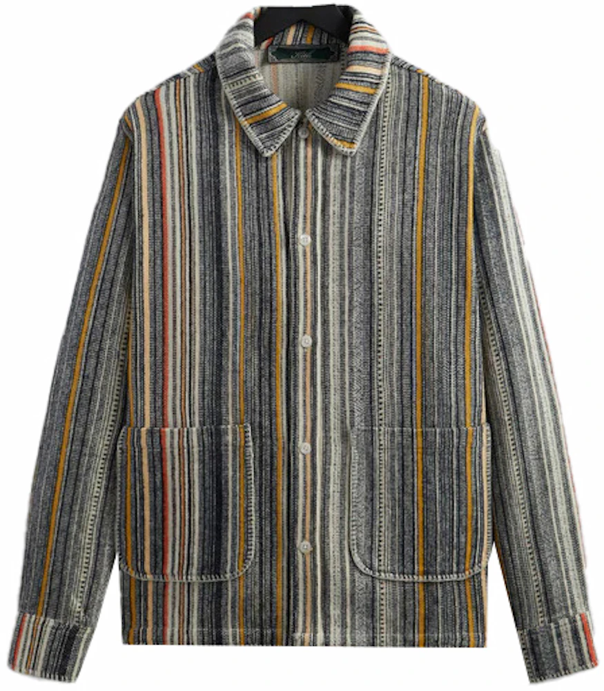 Kith Multi Stripe L/S Boxy Collared Overshirt Sandrift Men's - FW23 - US