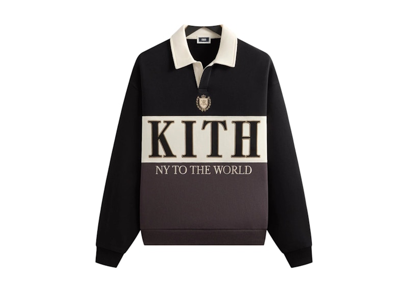 25FALL Kith Rugby Pullover Sweater美品 Kith Nelson Rugby Pullover Black Men's - FW25 - US