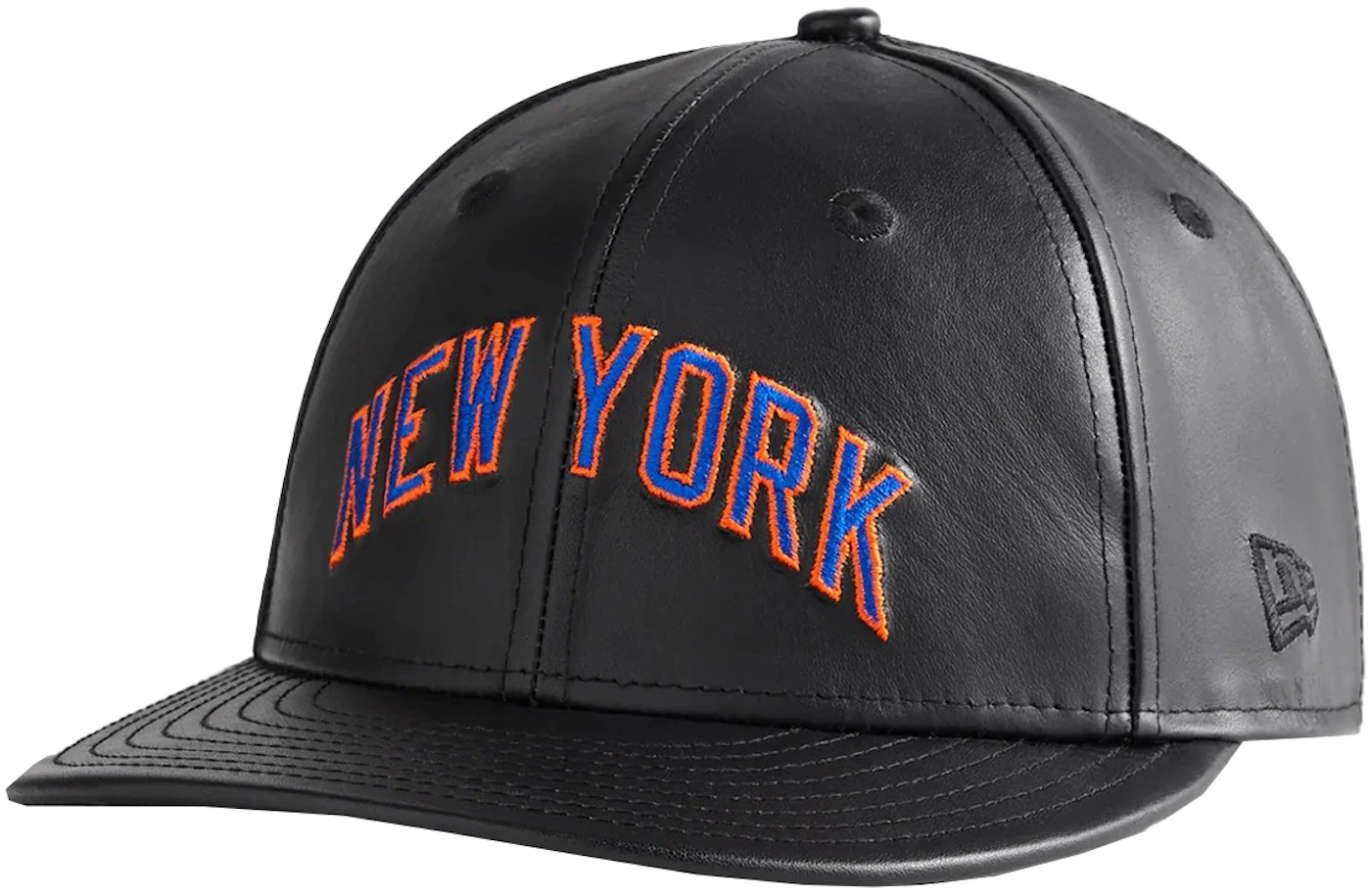 New Era New York Knicks P.U Fitted Hat NBA Official Team Black Faux Leather  Cap