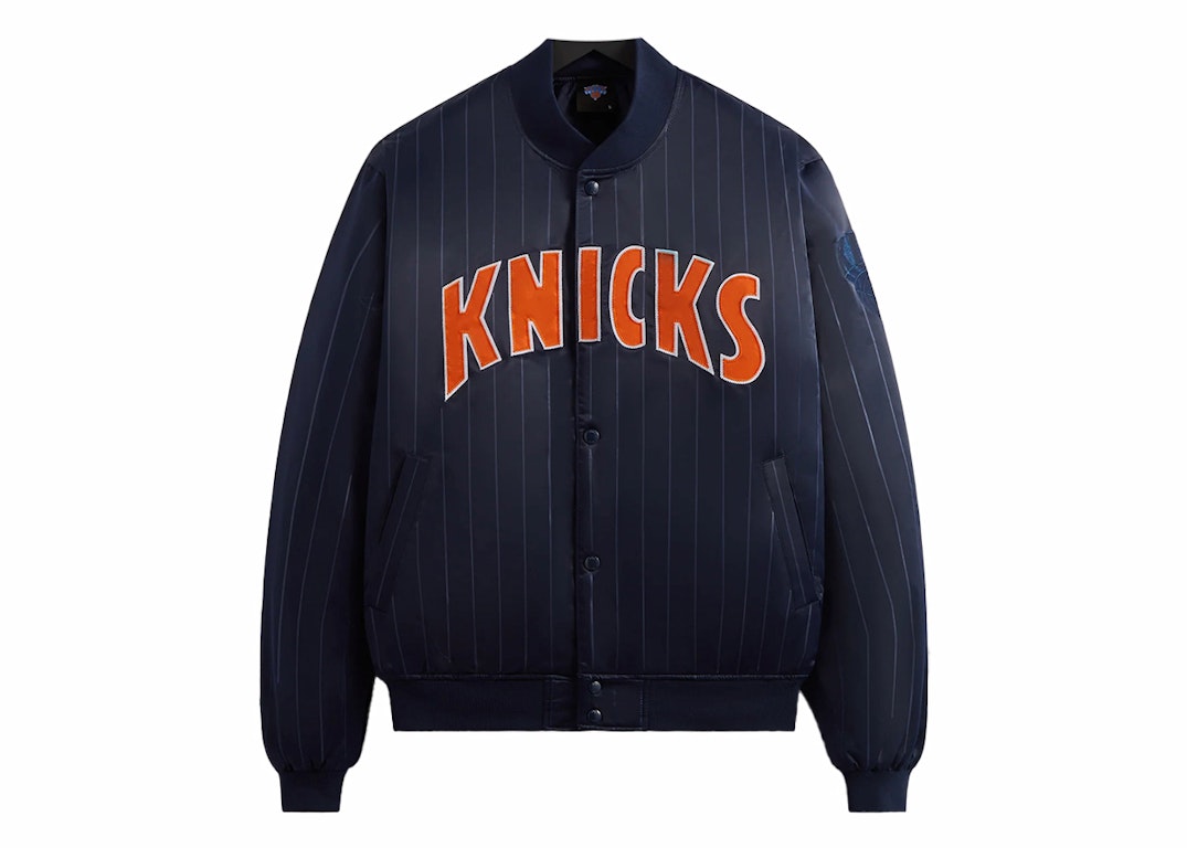 Pre-owned Kith New York Knicks Pinstripe Satin Bomber Jacket Nocturnal
