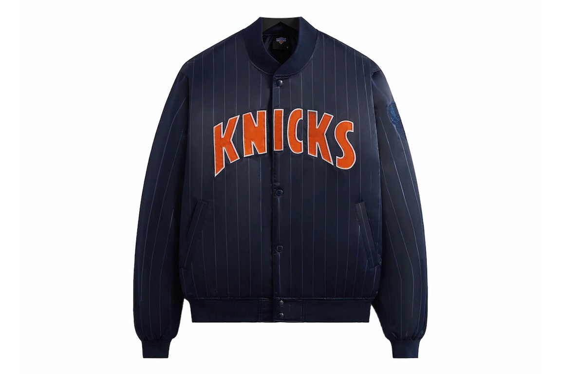Pre-owned Kith New York Knicks Pinstripe Satin Bomber Jacket Nocturnal