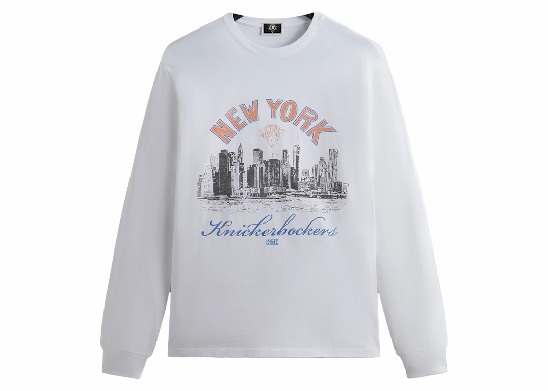 Pre-owned Kith New York Knicks Skyline L/s Vintage Tee White