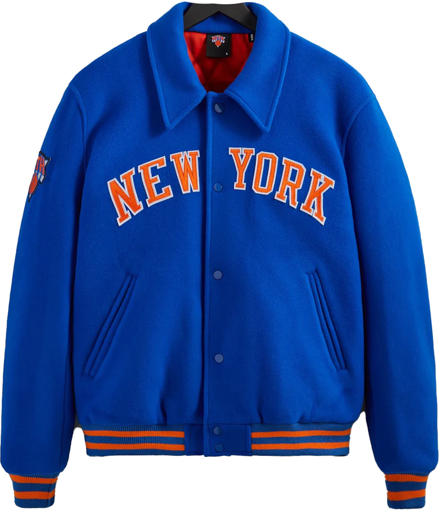 Kith New York Knicks Leather Varsity Jacket Sandrift Men's - FW22 - US