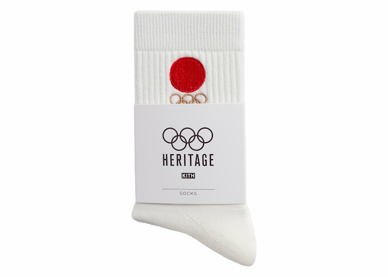 Pre-owned Kith Olympics Heritage Tokyo Mid Crew Sock In Silk