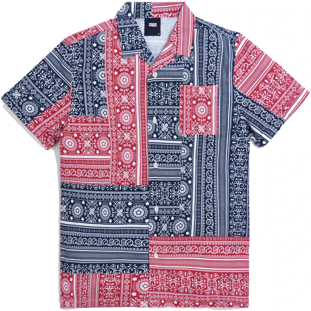 Kith Patchwork Camp Shirt Red/Navy Multi Men's - SS20 - US