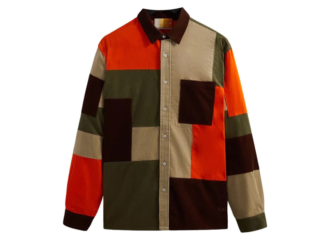 Pre-owned Kith Patchwork Cord Ludlow Shirt Pimento