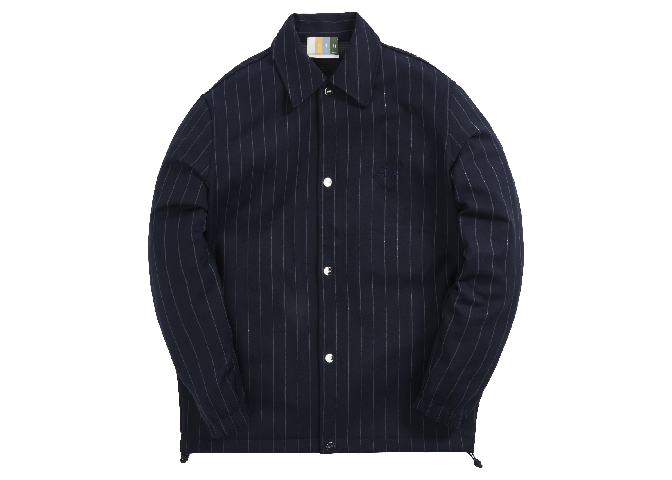 Kith Pinstripe Double Coaches Jacket Nocturnal 男装- FW21 - CN