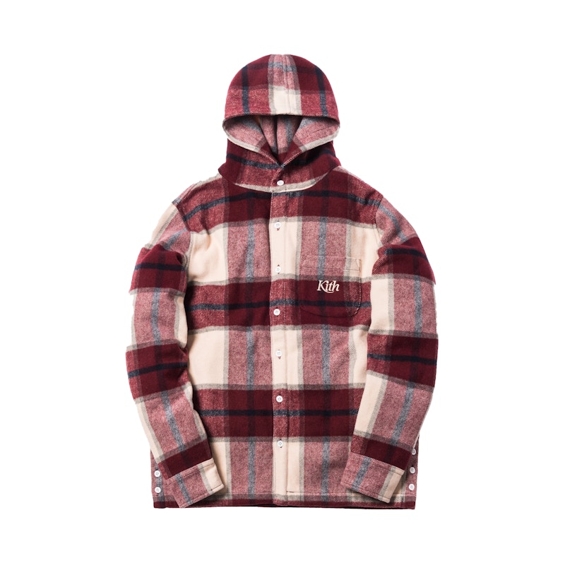 Kith Plaid Hooded Ginza Shirt Burgundy Plaid 男装- FW18 - CN