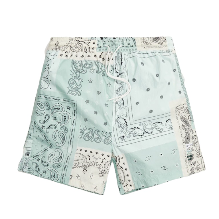 Pre-owned Kith Printed Active Swim Shorts Zen Green
