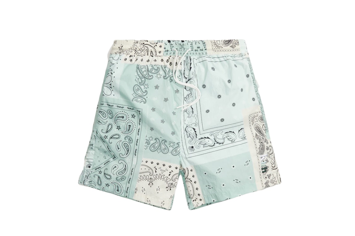 Pre-owned Kith Printed Active Swim Shorts Zen Green