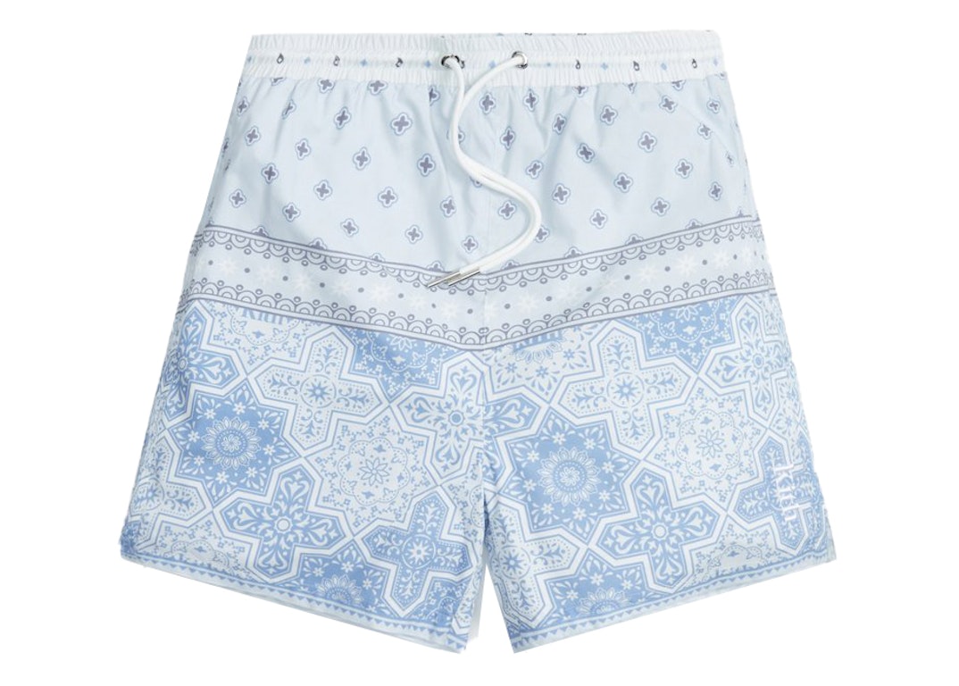 Pre-owned Kith Printed Poplin Active Shorts Avalanche