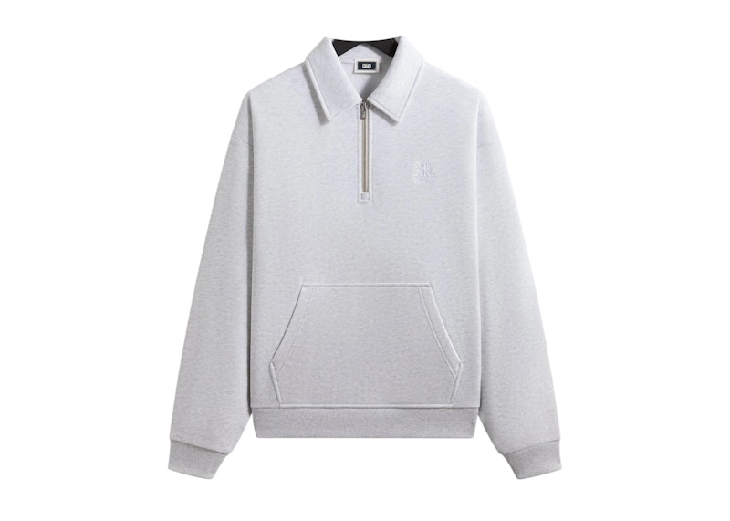 Men's Kith Quarter Zip Popover Sweatshirt in Light Heather Grey