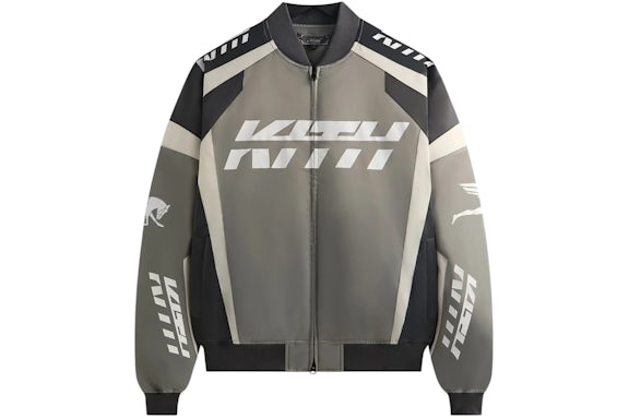 Chaqueta bomber de nailon Kith Racing, acero