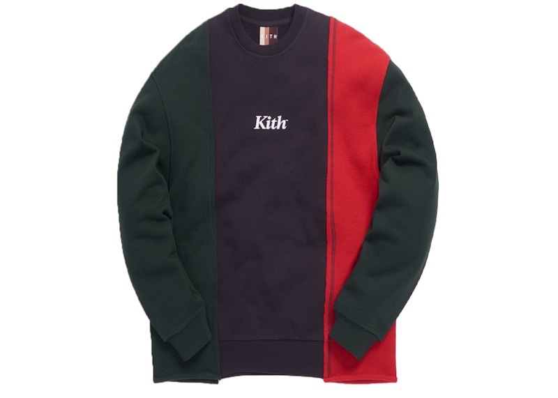 Kith Reverse Paneled Crewneck Dsrk Green/Multi