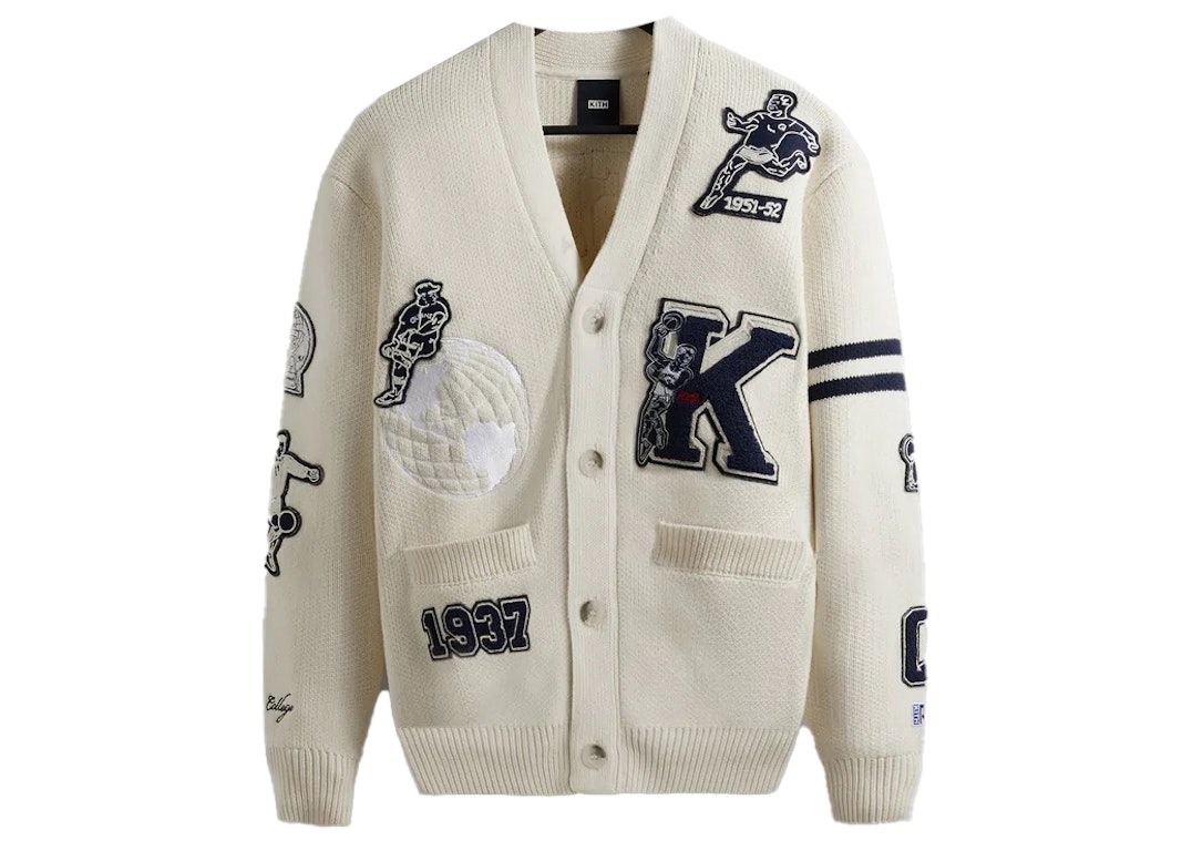 Pre-owned Kith Russell Athletic Cuny Queens College Cardigan Sandrift