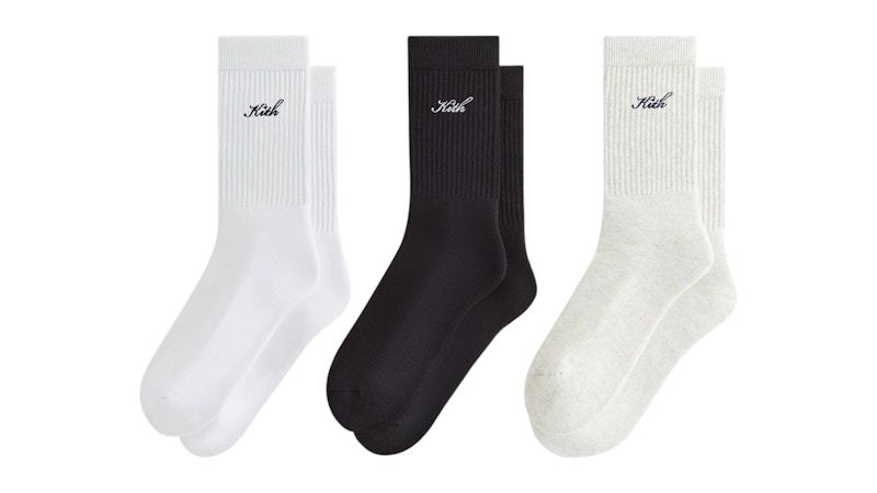 Kith Script Cotton Crew Socks (3 Pack) Multicolor