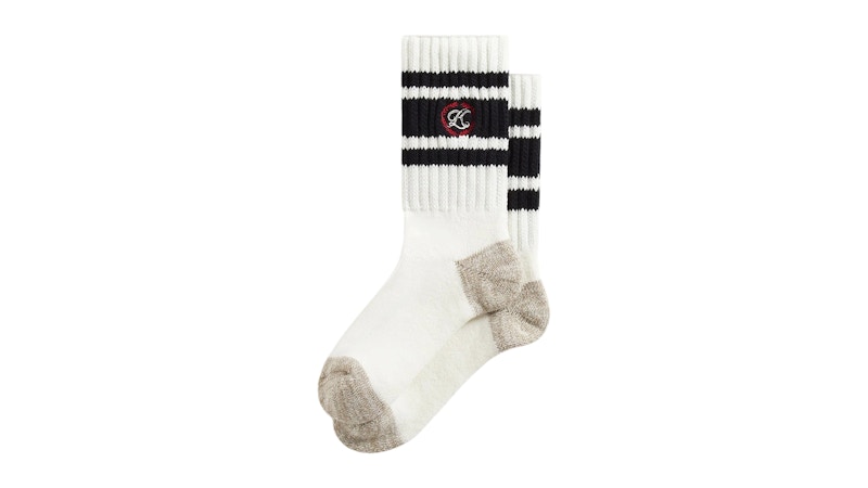 Kith Script K Laurel Stripe Cotton Chunky Crew Socks White