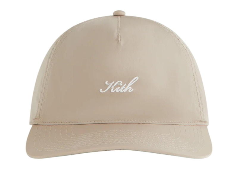 Pre-owned Kith Script Wrinkle Nylon Bay Low Profile Pinch Crown Cap In Molecule