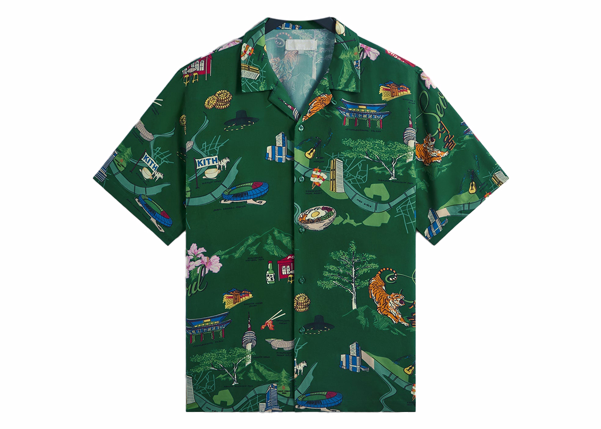 Kith Thompson Camp Collar Shirt GREENキス