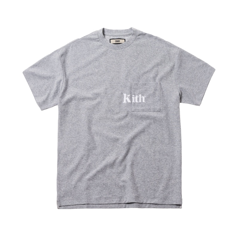 Kith Serif Quinn Pocket Tee Heather Grey Men's - FW18 - US