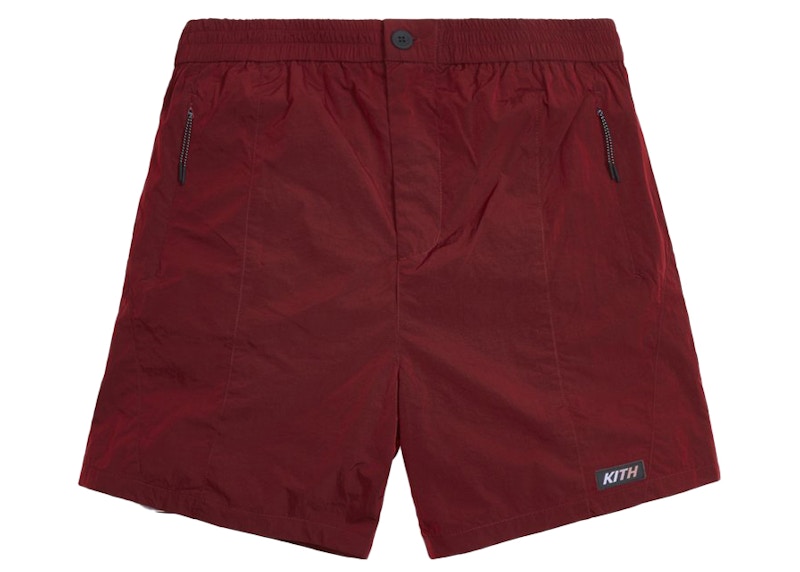 Pre-owned Kith Men's  Solid Sporty Wrinkle Short In Red Dahlia