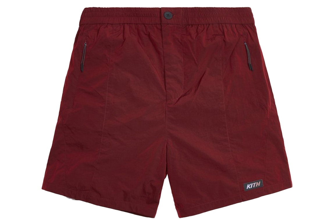 Pre-owned Kith Solid Sporty Wrinkle Short Red Dahlia