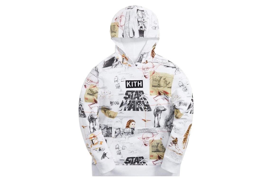 Pre-owned Kith Star Wars Kids Sketches Hoodie White