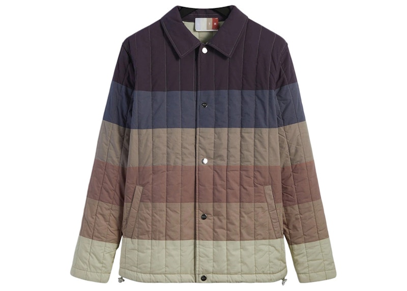 Kith Striped Poplin Carmine Coaches Jacket Battleship Men's - SS22