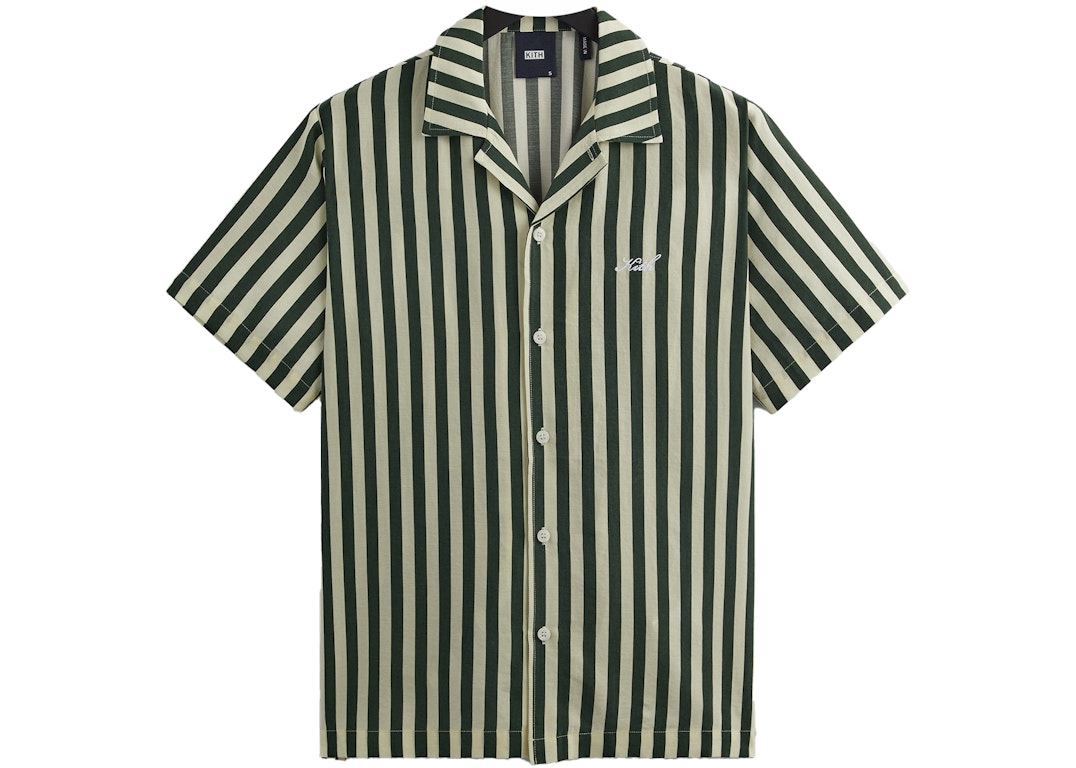 Pre-owned Kith Striped Thompson Camp Collar Shirt Agate