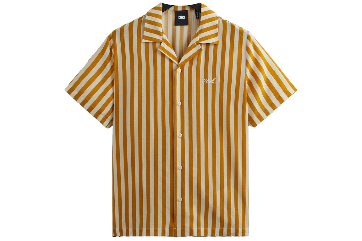 Pre-owned Kith Striped Thompson Camp Collar Shirt Flash