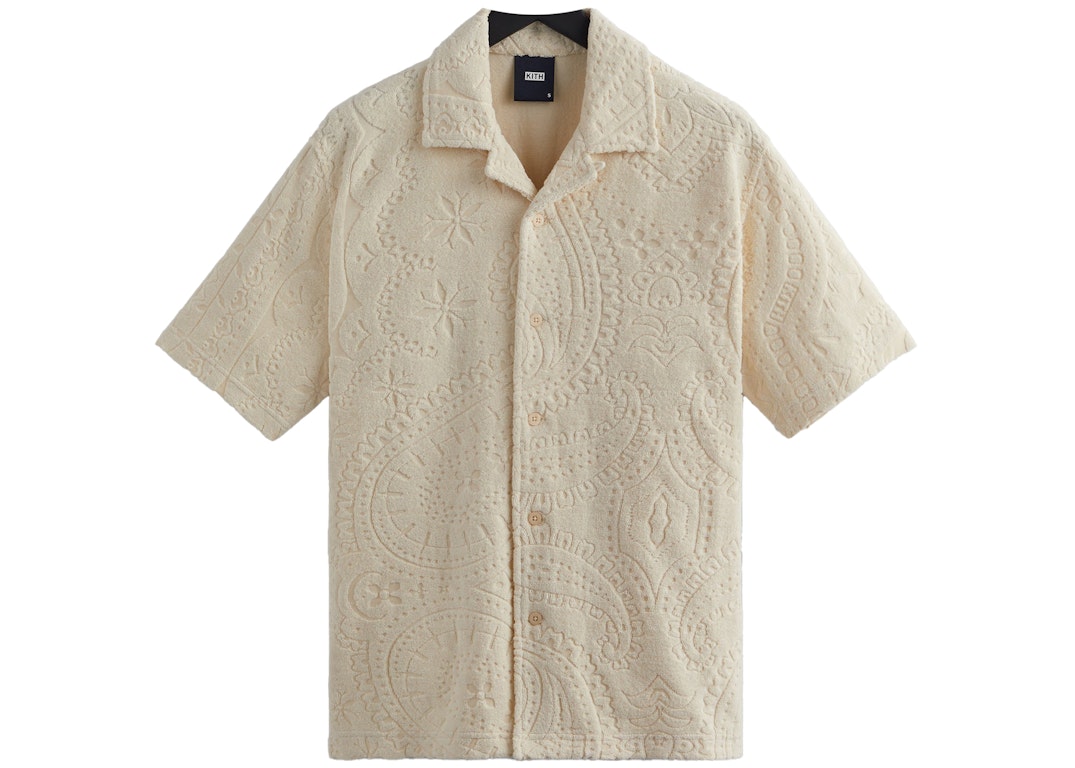 Pre-owned Kith Thompson Camp Collar Shirt Sandrift