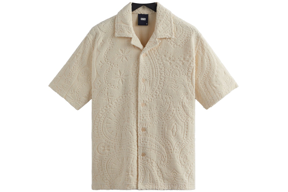 Pre-owned Kith Thompson Camp Collar Shirt Sandrift