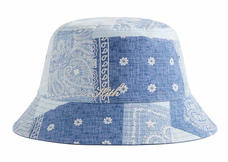 Kith Washed Pasiley Dawson Reversible Bucket Hat Light Indigo