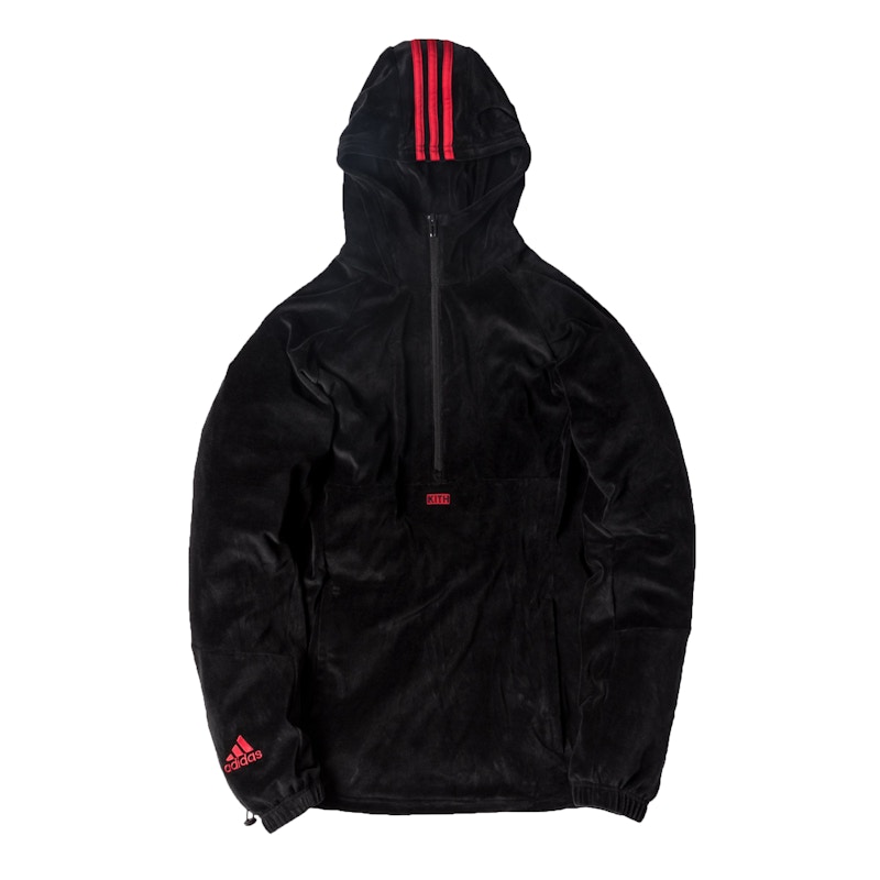 Kith adidas Soccer Cobras Velour Half Zip Hoodie Black Men's