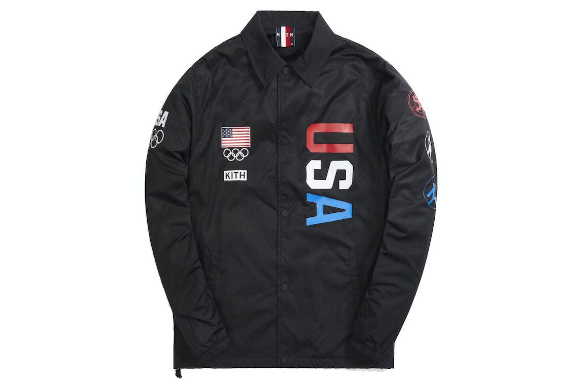 Pre-owned Kith For Team Usa 5 Rings Coaches Jacket Black