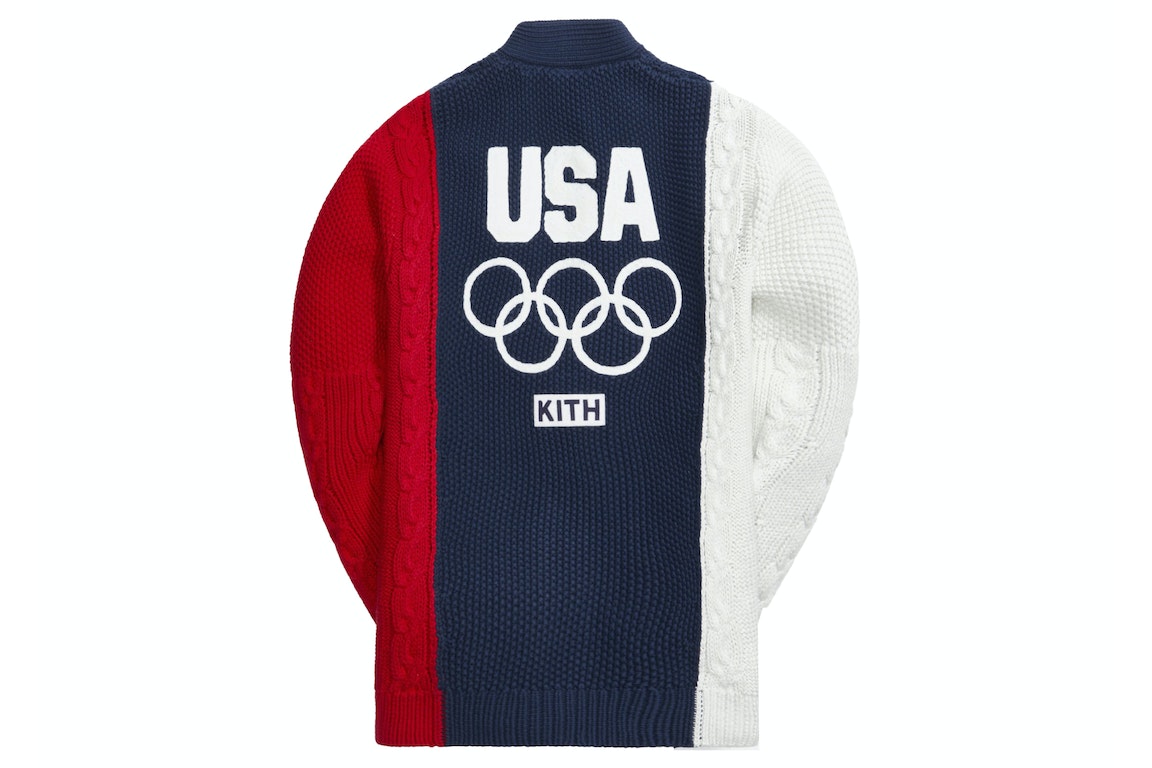 Pre-owned Kith For Team Usa Cable Knit Cardigan Nocturnal