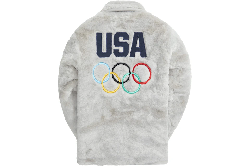 Kith for Team USA Faux Fur Coaches Jacket Concrete