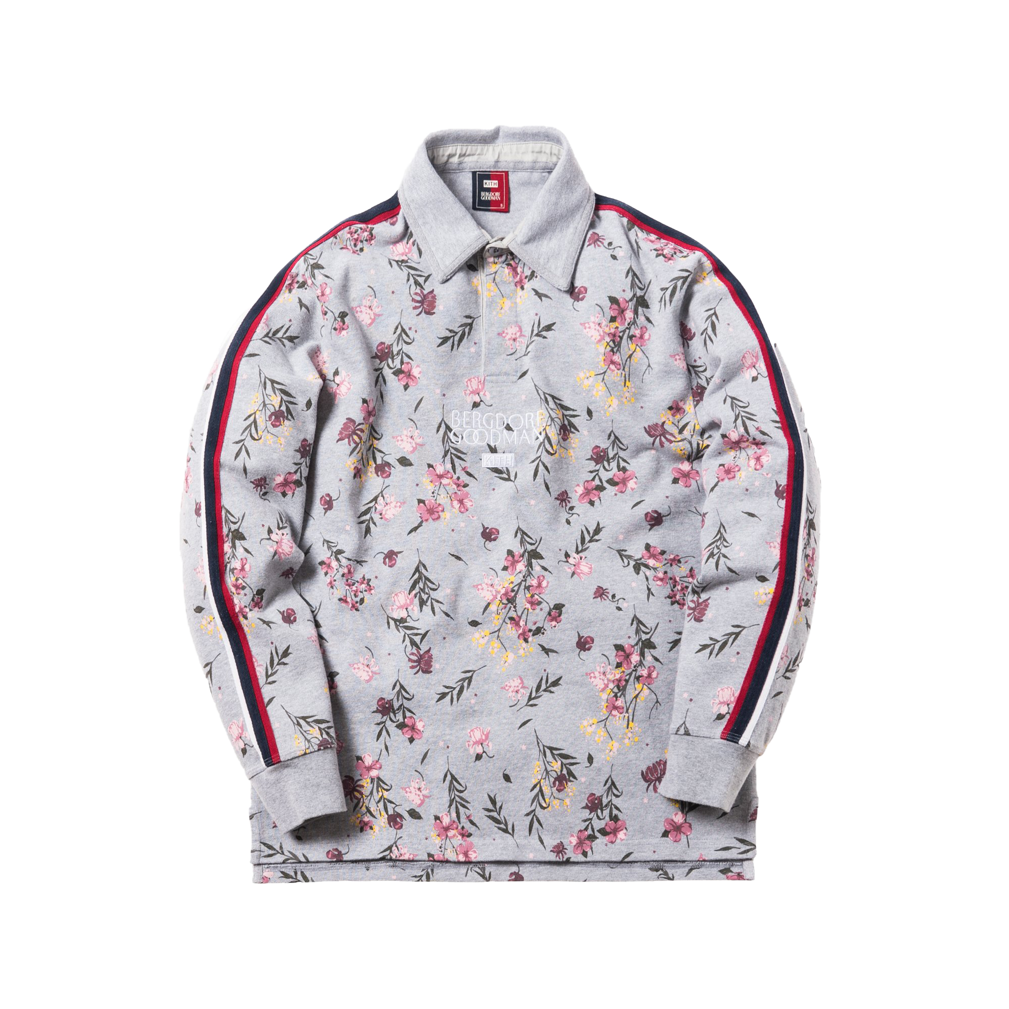 Kith x Bergdorf Goodman Floral Rugby Shirt Heather Grey Hombre