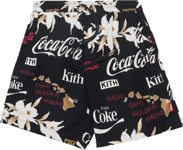 Kith x Coca-Cola Surf Board Print Hardaway Shorts Black Floral