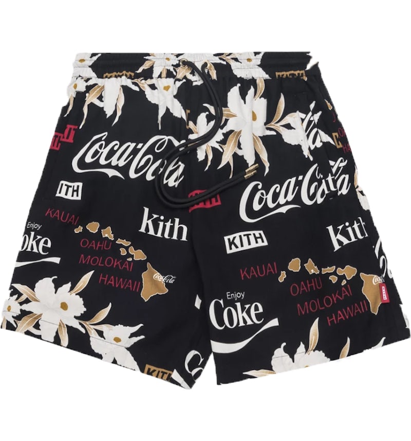Kith x Coca Cola Surf Board Print Hardaway Shorts Black Floral Men s SS19 US