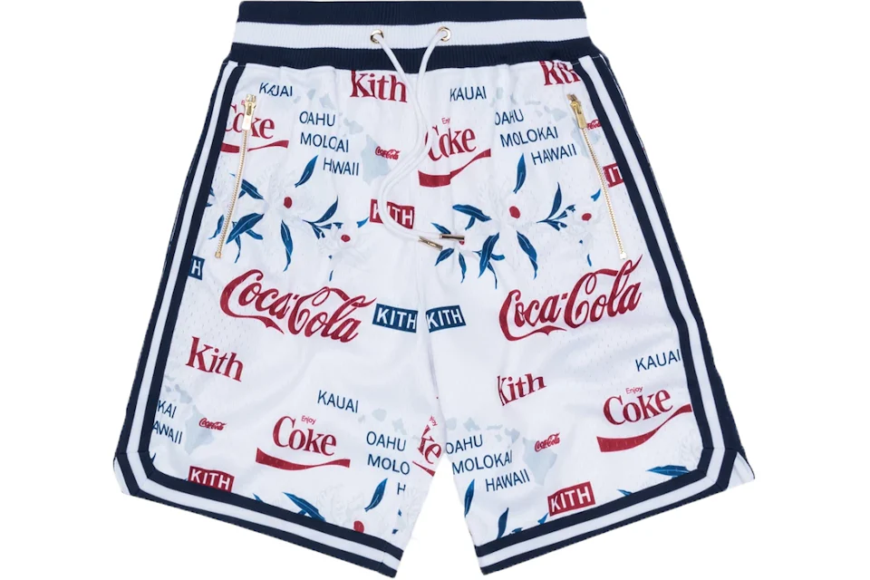 Kith x Coca-Cola x  Mitchell & Ness Hawaii Shorts White