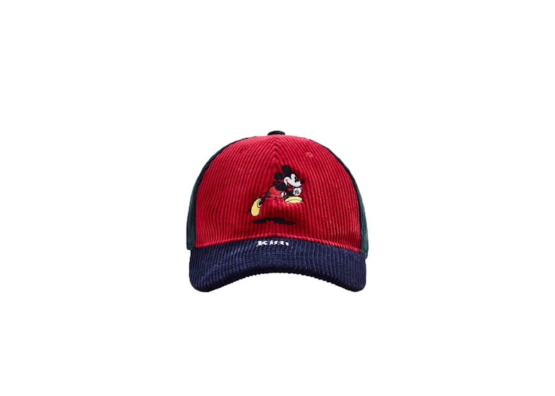 Pre-owned Kith X Disney Colorblocked Corduroy Mickey Cap In Red