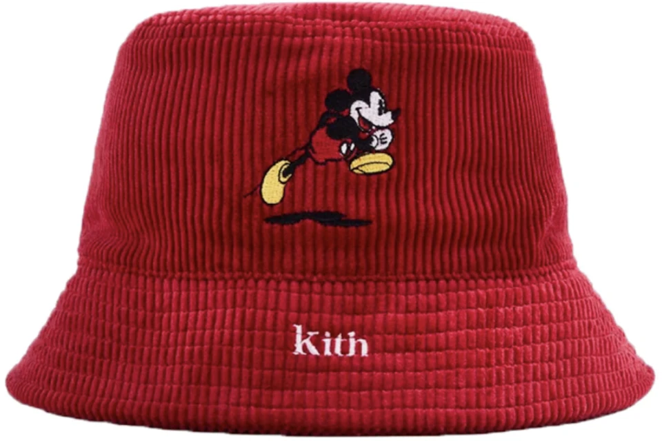 Kith x Disney Mickey Corduroy Bucket Hat Red