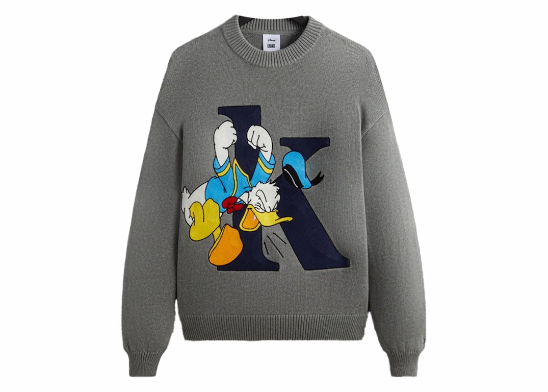 Pre-owned Kith X Disney Mickey & Friends Donald K Crewneck Sweater Medium Heather Grey
